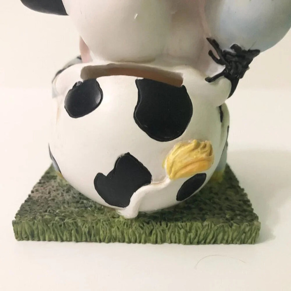 Vintage  Cow With Butterfly Coin Bank Resin Figure 4 Inch Tall - Picture 9 of 15